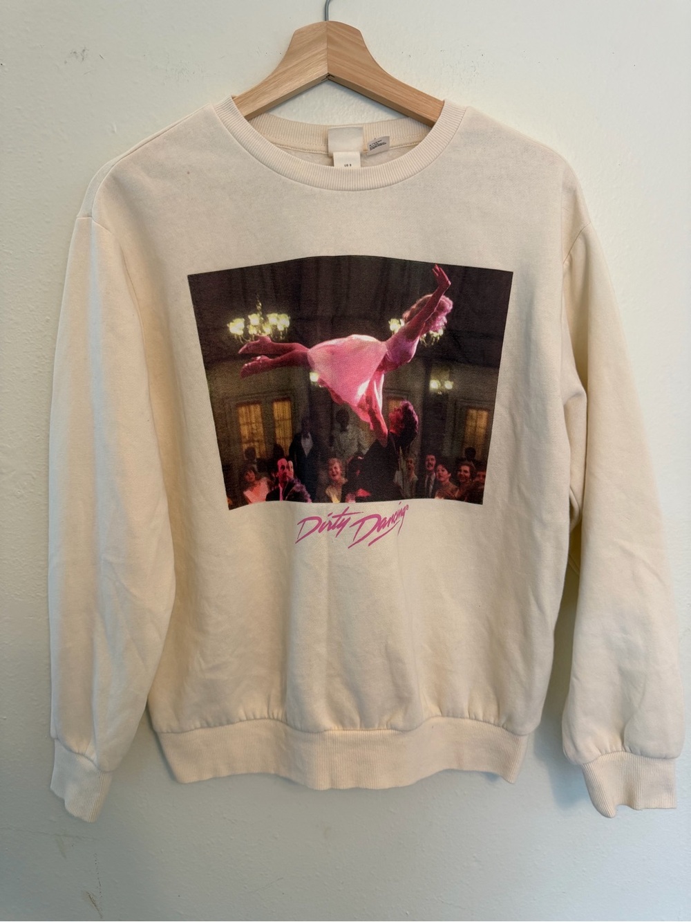 H&M Cream Dirty Dancing Graphic Sweatshirt with Pink Accent